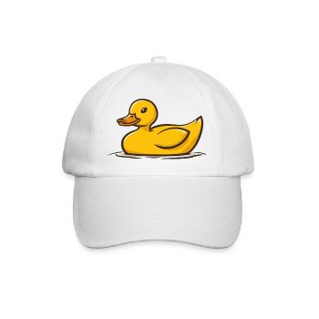 Lustige niedliche gelbe Cartoon Ente schwimmt - Baseballkappe - Weiß/Weiß - Vorne