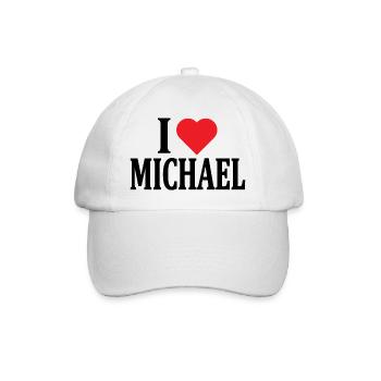 t-shirt I love Michael t-shirt gift idea - Baseball Cap - white/white - Front