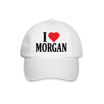 T-Shirt I love Morgan T-Shirt Geschenkidee - Baseballkappe - Weiß/Weiß - Vorne