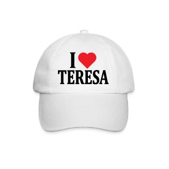 T-Shirt Ich liebe Teresa T-Shirt Geschenkidee - Baseballkappe - Weiß/Weiß - Vorne
