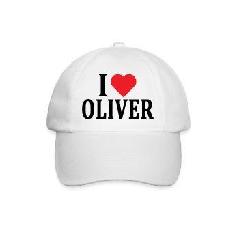 t-shirt I love Oliver t-shirt gift idea - Baseball Cap - white/white - Front