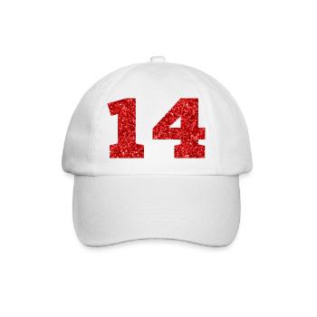 Numéro 14 paillettes rouge - 14e anniversaire - Casquette classique - blanc/blanc - Devant