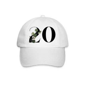 Numéro 20 floral vert -20e anniversaire floral - Casquette classique - blanc/blanc - Devant