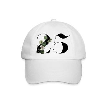 Number 25 Floral Green -25th Floral Birthday - Baseball Cap - white/white - Front