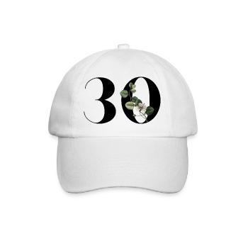 Numéro 30 floral vert - 30e anniversaire floral - Casquette classique - blanc/blanc - Devant