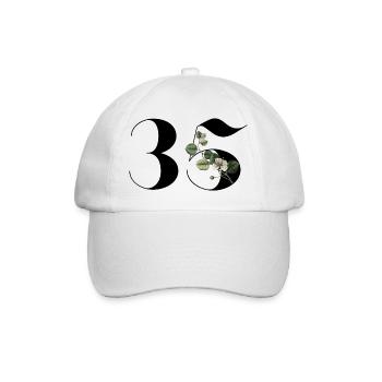 Number 35 Floral Green - 35th Floral Anniversary - Baseball Cap - white/white - Front