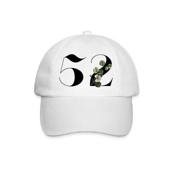 Numéro 52 floral vert - 52e anniversaire floral - Casquette classique - blanc/blanc - Devant