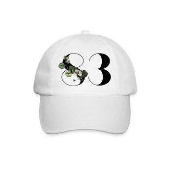 Numéro 83 floral vert - 83e anniversaire floral - Casquette classique - blanc/blanc - Devant