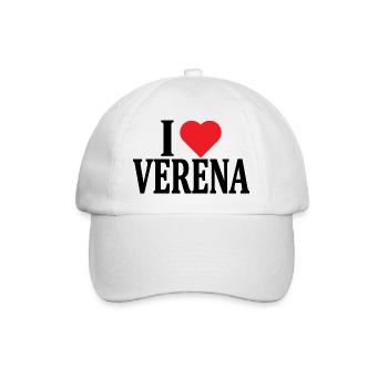 I love Verena T-Shirt T-Shirt Geschenkidee - Baseballkappe - Weiß/Weiß - Vorne