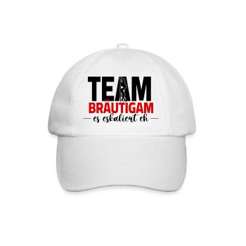 Bachelor party team groom - it's escalating anyway - Baseball Cap - white/white - Front