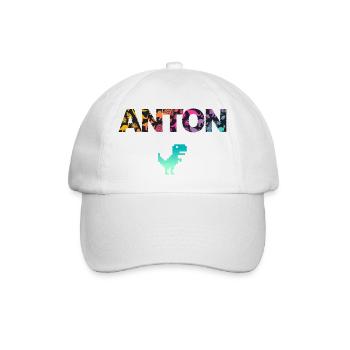 ANTON - Beau prénom de garçon avec dinosaure - Casquette classique - blanc/blanc - Devant