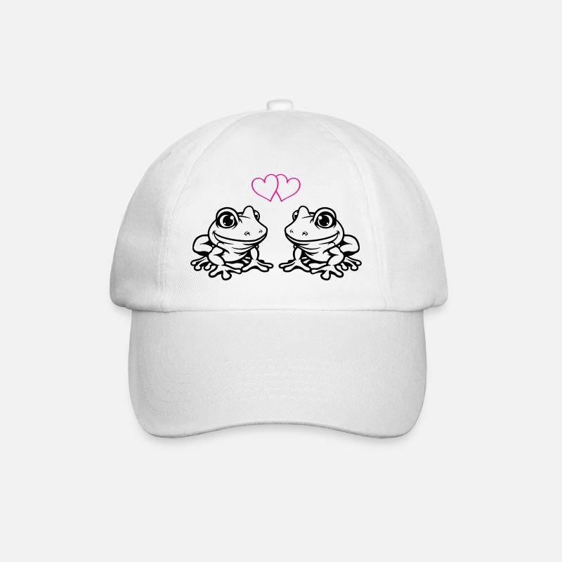 frosch comic love - Baseballkappe - Weiß/Weiß