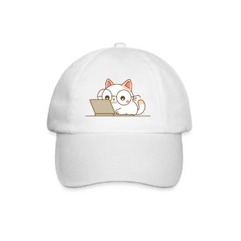 Chat kawaii au travail - Casquette classique - blanc/blanc - Devant