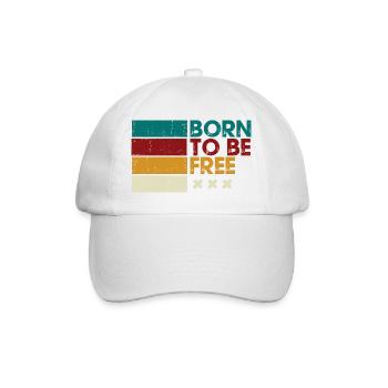 Born to Be Free Gestreiftes Logo - Baseballkappe - Weiß/Weiß - Vorne