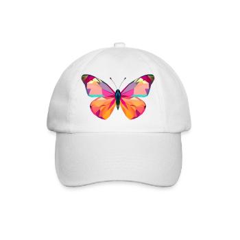 Lebendige Schmetterlingsflügel im Low Poly Stil - Baseballkappe - Weiß/Weiß - Vorne