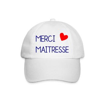 MAÎTRESSE. MAITRE. MERCI. MERCI MAÎTRESSE - Casquette classique - blanc/blanc - Devant