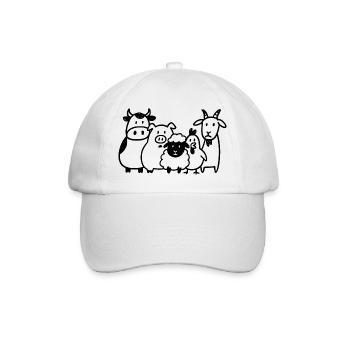 Bauernhof Tiere – Lustiges Farm Cartoon - Baseballkappe - Weiß/Weiß - Vorne