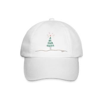 Festive Christmas tree sketch - Baseball Cap - white/white - Front