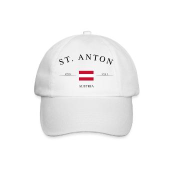 St. Anton Österreich – Urlaub Souvenir & Geschenk - Baseballkappe - Weiß/Weiß - Vorne