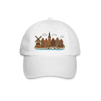 Amsterdam city view with windmill - Baseball Cap - white/white - Front