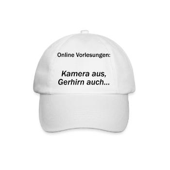Unispruch "Online Vorlesungen" Geschenk, Studenten - Baseballkappe - Weiß/Weiß - Vorne