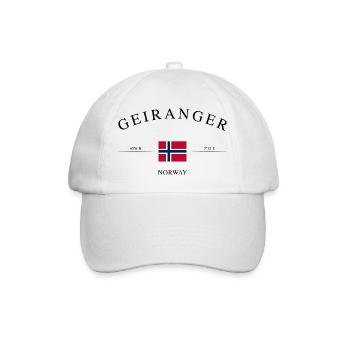 Geiranger Norwegen – Urlaub Souvenir & Geschenk - Baseballkappe - Weiß/Weiß - Vorne