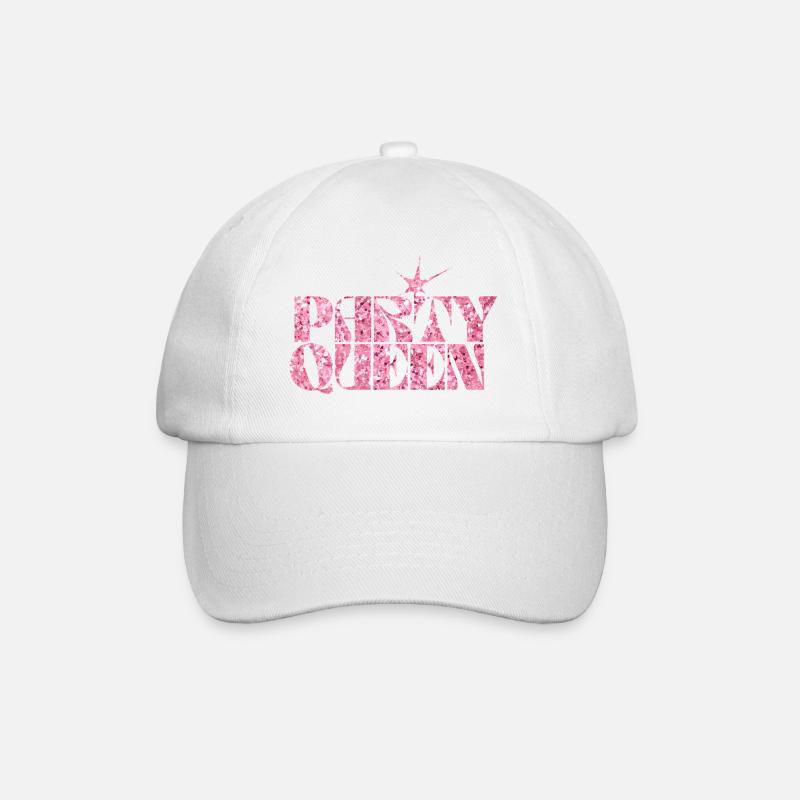 Party Queen Glitzer Text - Baseballkappe - Weiß/Weiß