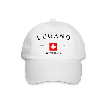 Lugano Switzerland – Holiday Souvenir & Gift - Baseball Cap - white/white - Front