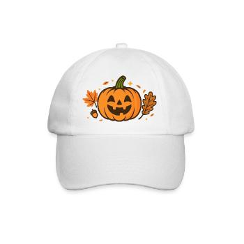 Funny Pumpkin Halloween Cartoon Design - Baseball Cap - white/white - Front