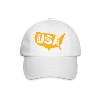 USA Map Emblem with Stars - Baseball Cap - white/white - Front