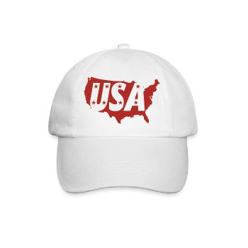 USA map with letter monograms and stars - Baseball Cap - white/white - Front