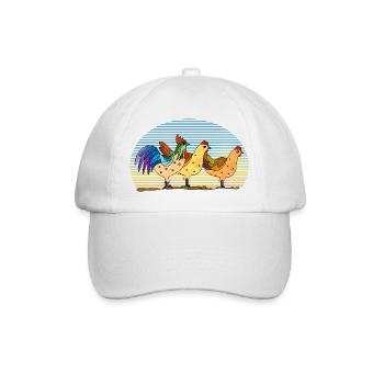 Rooster and chickens - Baseball Cap - white/white - Front