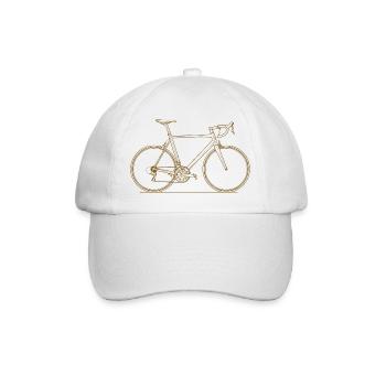 Minimal Rennrad Linienkunst Fahrrad - Baseballkappe - Weiß/Weiß - Vorne