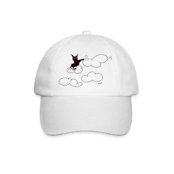 Un mignon chat noir qui taquine un nuage duveteux. Comique. - Casquette classique - blanc/blanc - Devant
