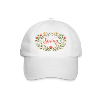 Spring lettering in floral spring wreath - Baseball Cap - white/white - Front