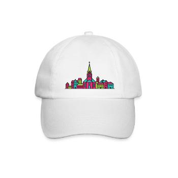 Jonköping City Skyline Lake Vattern-Linienkunst - Baseballkappe - Weiß/Weiß - Vorne
