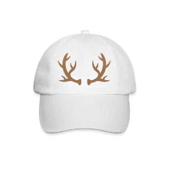 Brown Deer Antlers Silhouette - Baseball Cap - white/white - Front