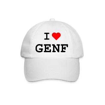I love Genf - Ich liebe Genf - Baseballkappe - Weiß/Weiß - Vorne