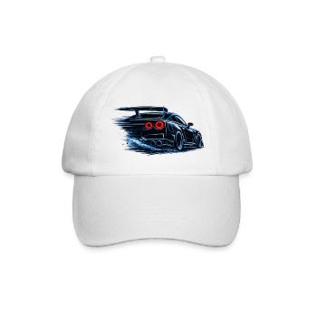 Blauer Sportwagen in Geschwindigkeit - Baseballkappe - Weiß/Weiß - Vorne