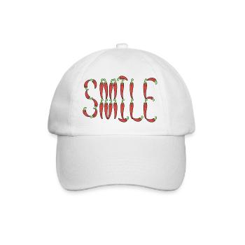 Chili smile typography - Baseball Cap - white/white - Front