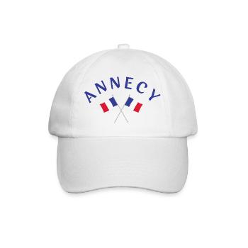Annecy kreuzte französische Flaggen - Baseballkappe - Weiß/Weiß - Vorne