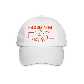 DDR Lustiger Spruch Held der Arbeit - Baseballkappe - Weiß/Weiß - Vorne