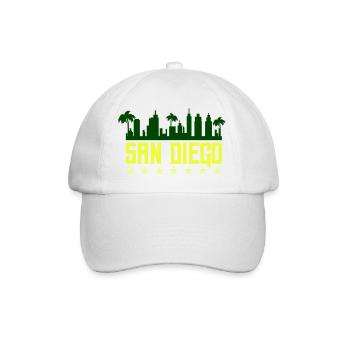 San Diego Skyline Neon Gelb - Baseballkappe - Weiß/Weiß - Vorne