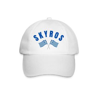 Skyros Griechische Kreuzflaggen - Baseballkappe - Weiß/Weiß - Vorne