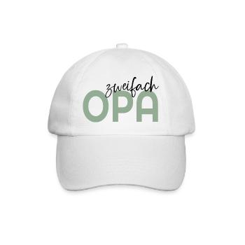 Baby Zweifach Opa - Baseballkappe - Weiß/Weiß - Vorne
