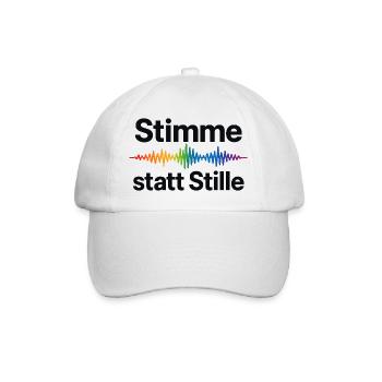 Stimme statt Stille Regenbogen Motiv - Baseballkappe - Weiß/Weiß - Vorne