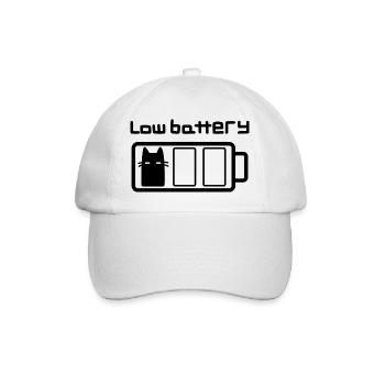 Low battery cat - Baseball Cap - white/white - Front