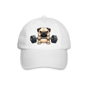 Carlin cool avec un bodybuilder de fitness cartoon avec haltères - Casquette classique - blanc/blanc - Devant