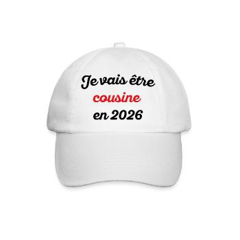 Je vais être Cousine en 2026 - Casquette classique - blanc/blanc - Devant