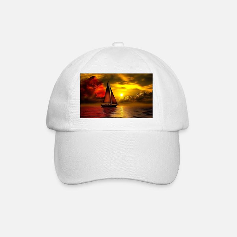 Voilier au coucher du soleil - Casquette classique - blanc/blanc